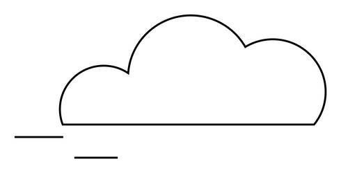 simple outline of a cloud with two horizontal vector image