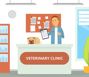 veterinary clinic and medicine with man vector