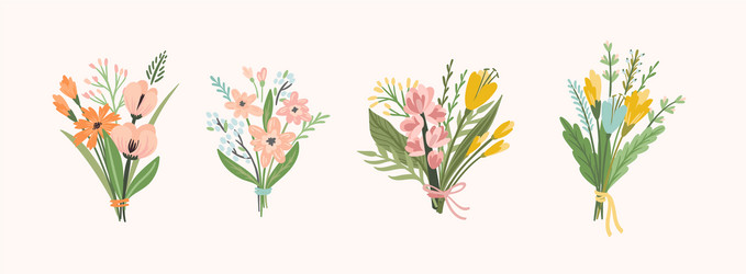 bouquets flowers design vector