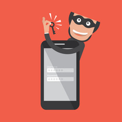 hacker breaks into smartphone data theft vector image
