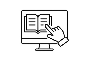 hand pointing at an open book displayed vector image
