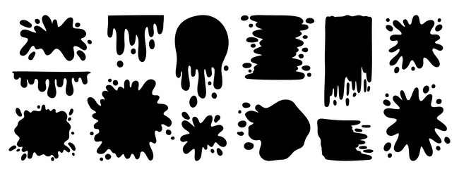 paint splatter and different blob splash shapes vector image