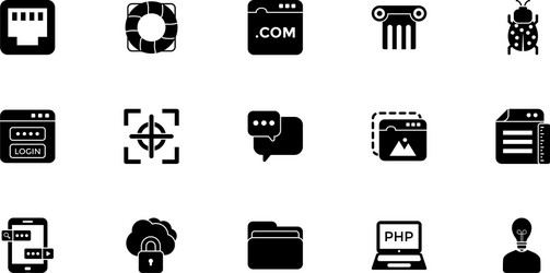 Web design glyph icons pack vector