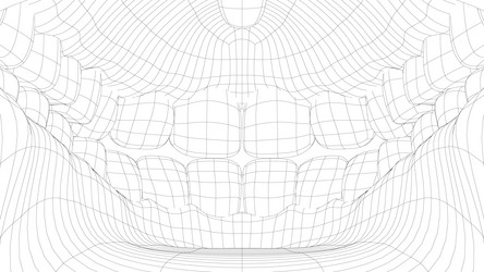 Wire-frame 3d teeth close up inside mouth vector