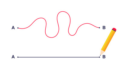 complex and easy simple way from point a to b vector image