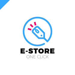 e store logo concept mouse click and shop tag vector image