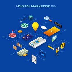 flat design concept isometric object connecting vector image