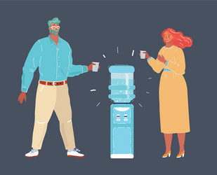 man and woman drink water standing vector