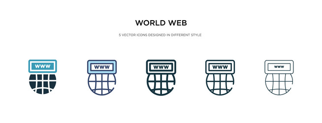 world web icon in different style two colored vector image