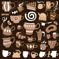 Coffee cups doodles Royalty Free Vector Image - VectorStock