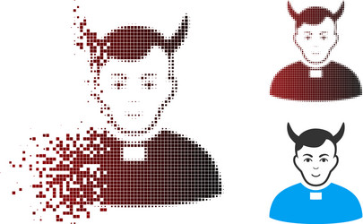 Destructed pixel halftone devil priest icon vector