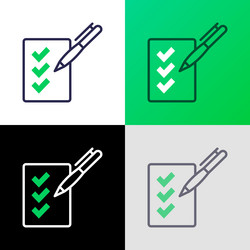 document checked thin line icon paper sheet vector image