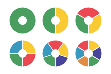 donut charts segmented on equal parts diagrams vector image