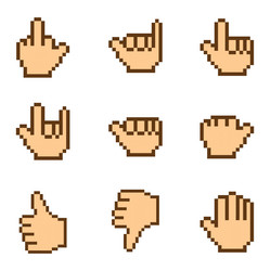 hand sign pixel art 8 bit gesture vector