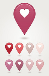 Map pointer with heart icon vector