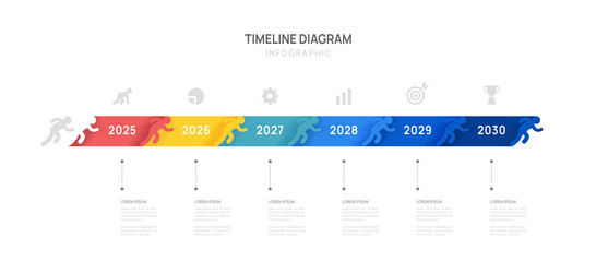 timeline infographic with man run and icons from vector image