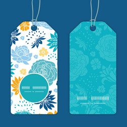 blue and yellow flowersilhouettes vertical round vector