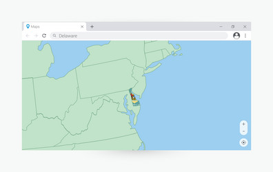 browser window with map of delaware searching vector image