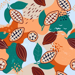 cocoa and abstract elements seamless pattern vector image
