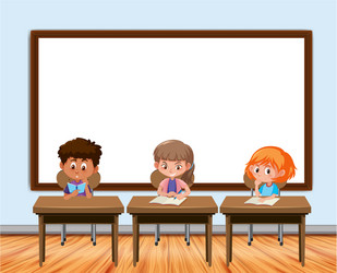 frame design with board and students in classroom vector image