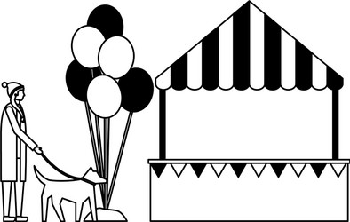 Salesman balloons booth carnival fun fair Vector Image
