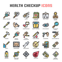 Health checkup thin line and pixel perfect icons vector