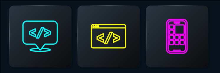 set line front end development mobile apps vector image
