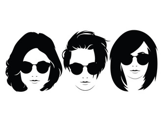 set of hairstyles for women with glasses Vector Image