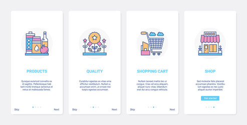 Shopping in grocery store line technology ux ui vector