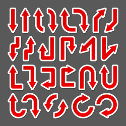 Arrow Pointer Stickers - Red Set vector image