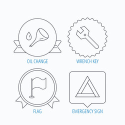 flag pointer emergency sign and wrench key vector image