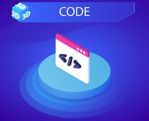 code isometric design icon web 3d colorful vector image