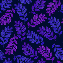 floral seamless pattern with purple leaves on dark vector