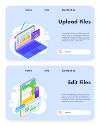 upload files website landing page template vector