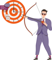 man in business suit with bow and arrow aiming vector image