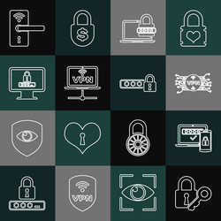 set line lock and key two steps authentication vector image