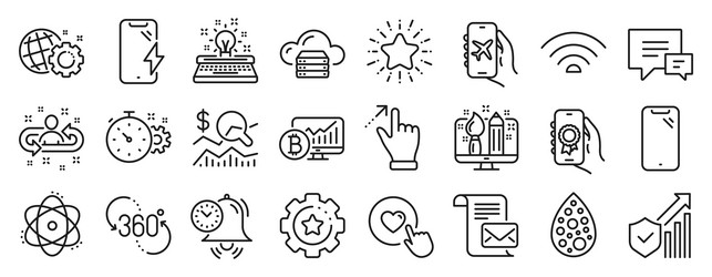 set of technology icons such as like button vector