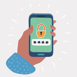 smartphone unlocked button and password field vector image