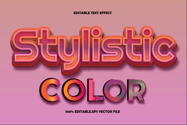 stylistic color editable text effect 3d emboss vector image