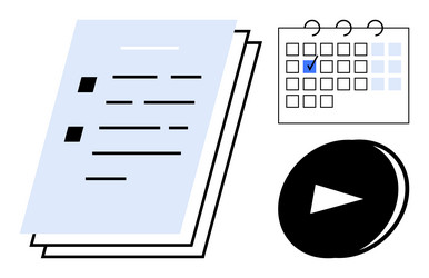 task checklist with calendar and play button vector image