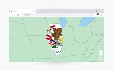 Browser window with map of illinois searching vector