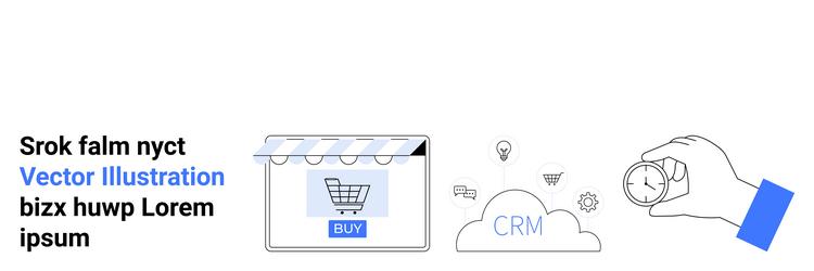 e-commerce platform display crm cloud and time vector image
