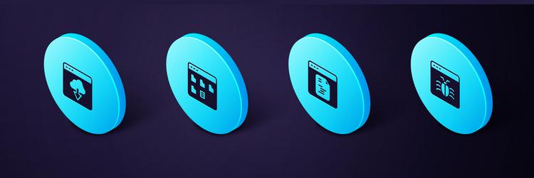 set isometric system bug software browser files vector image