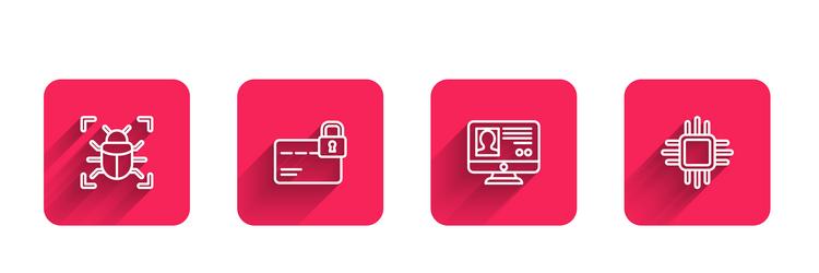 set line system bug credit card with lock create vector image