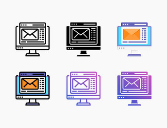 web mail icon set with different styles vector image