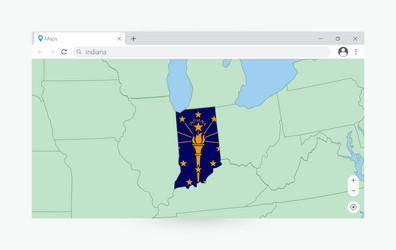 browser window with map of indiana searching vector image