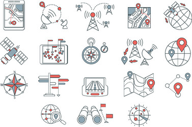 different navigation icons set with rounded vector image