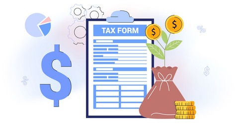 Filling tax from analyzing financial data online vector