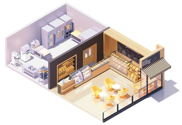 Interior scene of modern bakery shop Royalty Free Vector