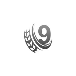 number 9 with trailing wheel icon design template vector